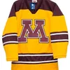 Rari uomini veri ricami Minnesota Gophers Home White Gold Third ROAD Jersey Maglia da hockey o personalizzato con qualsiasi nome o numero Jersey8483418