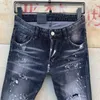 Mens Jeans Rips Stretch Black Straight Jeans Mode Slim Fit Gewassen Motocycle Denim Broek Beelden Heup Hop Broek