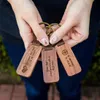 Wholesale Promotional Gift High Quality Wooden Keychain Straps Luxury Leather Keychains Creative Design Wood Keyring Custom Logo 2023