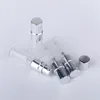 100 stk / partij 3ml Draagbare Sample Spray Fles Transparet Glas Parfumfles Verstuiver Zilver Metalen Pomp Travel Fles Container 201013