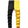 New Tracksuits Two-color Stitching Men's Sets Spring Autumn Yellow and Black Denim Jacket and Stretch Jeans 2pcs Male Clothin327K