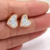 Mode KS Hot Items Simple Heart Druzy Stone Heart Stud Earrings for Ladies