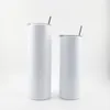 20oz sublimartion tumblers مستقيم مع غطاء القش قيعان المطاط الفولاذ المقاوم للصدأ بهلوان القهوة القدح التسامي الفراغات زجاجة المياه