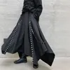 Men Ribbon Dark Black Wide Leg Male Women Japan Punk Gothic Harem Trousers Kimono Skirt Pants 201222