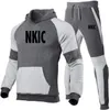 Homens Splice Sportswear Set Marca Mens Tracksuit Sporting Roupas de Fitness Duas Peças de Manga Longa Casaco + Calças Casuais Homens Homens