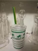 Starbucks tasse bong en verre pour fille cocotier feuille d'érable Starbuck tasses verre Bong conduites d'eau avec plate-forme pétrolière haute technologie cire huile arbre tasse