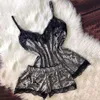 ملابس النساء الدانتيل سمين من قطعتين سرازالت مصمم مثير ساتان babydoll Lingerie Nightdress Pajamas ملهى ليلي الزي