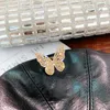 Błyszcząca strona nowa marka mody biżuteria cyrkonia butterfly pierścionki zaręczynowe dla kobiet prezent regulowany otwarty obrączki ślubne1212967
