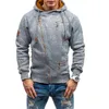 Mäns Hoodies Sweatshirts Män Casual Diagonal Zipper Sweatshirt Långärmad Pocket Dekoration Solid Färg Hooded Plus Size S-4XL