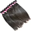 100% Vierge Non Transformée Gros Lot 9PCS Bundle Cheveux Brésiliens Pour Femme Noire Extension de Cheveux Naturels Raides 12A Top Qualité 1b Couleur 100g / pcs