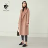 Fansilanen 100% шерстяные смеси длинные женские пальто осень осень зима кашемира черное зимнее пальто женские шерстяные розовые куртки пальцев пальцев 201216