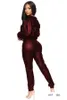 PU Damen Solide Trainingsanzüge Lässiger Sportpullover 2-teiliger Anzug Sexy schlanke Damenbekleidung