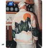 インフレ特大メンズフルジップポーラフリースジャケット冬の厚い都市ストリートウェアコートローストフィット衣装220301