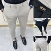 Casual Slim Fit Mens Dress Streetwear Suit Pants 34 High Quality Gentlemen Office Trousers Men All Match Ankle Length 201128