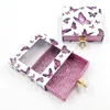 New 25mm Lash Boxes Crystal handle False Eyelashes Packaging Box Fake 3D Mink Lashes Butterfly Glitter Case Empty