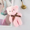 Qixi Festival Valentinsdag Plysch Hängsmycke Siamese Teddy Bear Bow Slips Bear Bag Tillbehör Tillbehör Små presentdocka Keychain