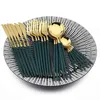 24 pcs rostfritt stål servis uppsättning kök grönt guld bestick kniv gaffel sked bestick porslin minimalistisk bestick 211229