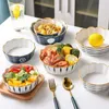 Japanese ramen salad bowl European porcelain cute ceramic soup bowl set mixing rice bowls korean kitchen Household Tableware 201214