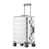 famous Designer Luggage set quality leather Suitcase bag,Universal wheels Carry-Ons,Grid TRAVEL Aluminum Suitcase Business Trolley Case For valise Lines pull rods