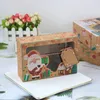 Geschenkboxen für Weihnachtsplätzchen aus Kraftpapier mit durchsichtigem Fenster, 22 x 15 x 7 cm, Geschenkboxen für Neujahrsgeschenke für Kekse und Leckereien LX3191