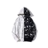 Shark Head Camo Full-Zip Bathing shark Camouflage Ape Hoodie Men Black White Sweatshirt Jacket Coat UK