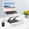 Soporte para portátil, elevador ajustable con silicona antideslizante y ganchos protectores, soporte ergonómico de aluminio para portátil compatible con MacBook Air Pro (negro)