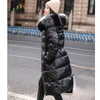30 degrés col de fourrure à capuche femmes épaissies veste Parkas d'hiver allongée 201210