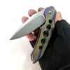 Limited Customization Version Folding Knife Real M390 Blade Fashionable Color Titanium Handle Tactical Camping Hunting Knives Outdoor Tools Perfect Pocket EDC