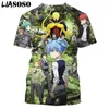 Liasoso 2021 T-shirt Erkekler Kadınlar 3D Baskı Unisex Anime Suikast Sınıf Shiota Nagisa Luffy Suit Streetwear Harajuku Tshirt G1222