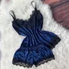 Womens Lace Sleepwear Two Piece Shorts Set Designer Sexy Satin Babydoll Lingerie Nightdress Pajamas Nightclub Outfit