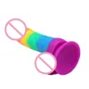 NXY Dildos Consolador LifeLike kvinnliga sexleksaker, 20 cm Rainbow Masturbators, Penis Bands, Sugkoppar, Butiker, Nya produkter i 1210