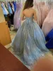 NEU! Elegante babyblaue Pailletten Quinceanera Kleider Ballkleid 2022 Herzausschnitt Silber Spitze Perlen Plus Size Prom Party Kleider für Sweet 15 16 Robe De Marraige