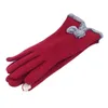 Eleganta kvinnor Handskar Tjejer Touch Screen Wrist Wool Bow Mittens Varm Vinter Cashmere Gloves1