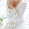 Chemise de nuit en coton Vintage Royal, vêtements de nuit à manches longues pour femmes, blanc, rose, tissus confortables, 278Z