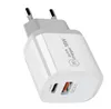 18W Carga rápida QC3.0 USB C PD Cargador rápido Cargador de pared Cargador rápido para teléfono inteligente Samsung HUAWEI