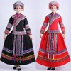 Mulheres vestuário popular trajes de dança mulheres Miao flor tradicional bordado vestido de desgaste estágio elegante da festa de Hmong étnica