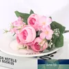 Белый чай розы искусственный шелк поддельных цветов букет свадебный дом украшения высокого качества искусственный цветок DIY рождественский декор