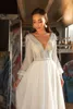 Lorie Bohemian Wedding Dresses Puff Sleeve Lace V Neck Bridal Gown 2020 Backless Vestido de Novia Wedding Party Gown Custom Made298w