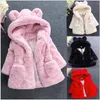 2021 New Outono Meninas de Inverno Faux Fur Coats Crianças Thicken Aqueça Ear casaco de capuz Casacos Criança Bebé do Outwear