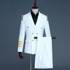 navio distintivo masculino capitão uniforme performance de palco cosplay paletó com calça azul marinho 290g