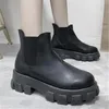 New Fashion Spring Autumn Chunky Sneakers Female Platform Ankle Boots Women Thick Heel Platform Boots Ladies Worker Black