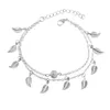 Leaf Charm Anklets Real Фотографии цепные лодыжки браслет мода 18K золотой сплав браслеты ножной ювелирных изделий