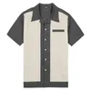 Men Casual Shirt ST111 Cotton Short Sleeve Grey Blue Green Vintage Rock Bowling Shirt 50s Male Clothing G0105