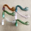 Bols en verre de tuyau de brûleur à mazout en verre Pyrex coloré 10mm joint mâle bol à tabac narguilé Shisha Bongs adaptateur tuyaux épais clair vert jaune rose Lakegreen tubes à fumer