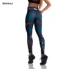 Moda Tibetano Blue Capitão Fight Push Up Workout Leggings Slim Cintura Cintura Jeggings Mulheres Sexy Sportswear Leggings Workout 201109