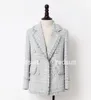 Tweed jacket coat spring autumn women's woolen cashmere coat long-sleeve slim tassel pearl button elegant runway jacket