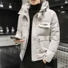 새로운 겨울 남성 파카 큰 주머니 캐주얼 자켓 후드 솔리드 컬러 5 색 두껍고 따뜻한 두건 outwear 코트 크기 M-5XL 201214