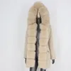 Bluenensionfair 방수 긴 파카 리얼 모피 코트 자연 여우 모피 칼라 후드 겉옷 겨울 자켓 여성 따뜻한 Streetwear 201214