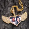 Moda Angel Love Wings Made Photo Wisiorek Naszyjnik Złoty Silver Color Full Loted Out Cyrkon Biżuteria Hip Hop