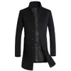 Men's Solid 3 Buttons Single Breasted Wool Winter Coats for Men Medium Long Jackets Man's Slim fit Peacoat Male Trench LJ201109